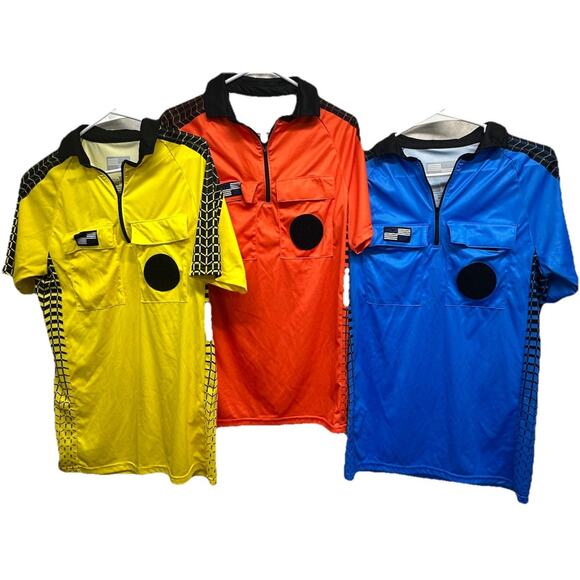 Soccer Ref Uniform Set NISOA Official Sports Size Small Orange Yellow Blue - Picture 1 of 11
